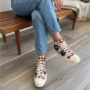 Converse Women's High-Top Sneakers in Navy, Cream & Red